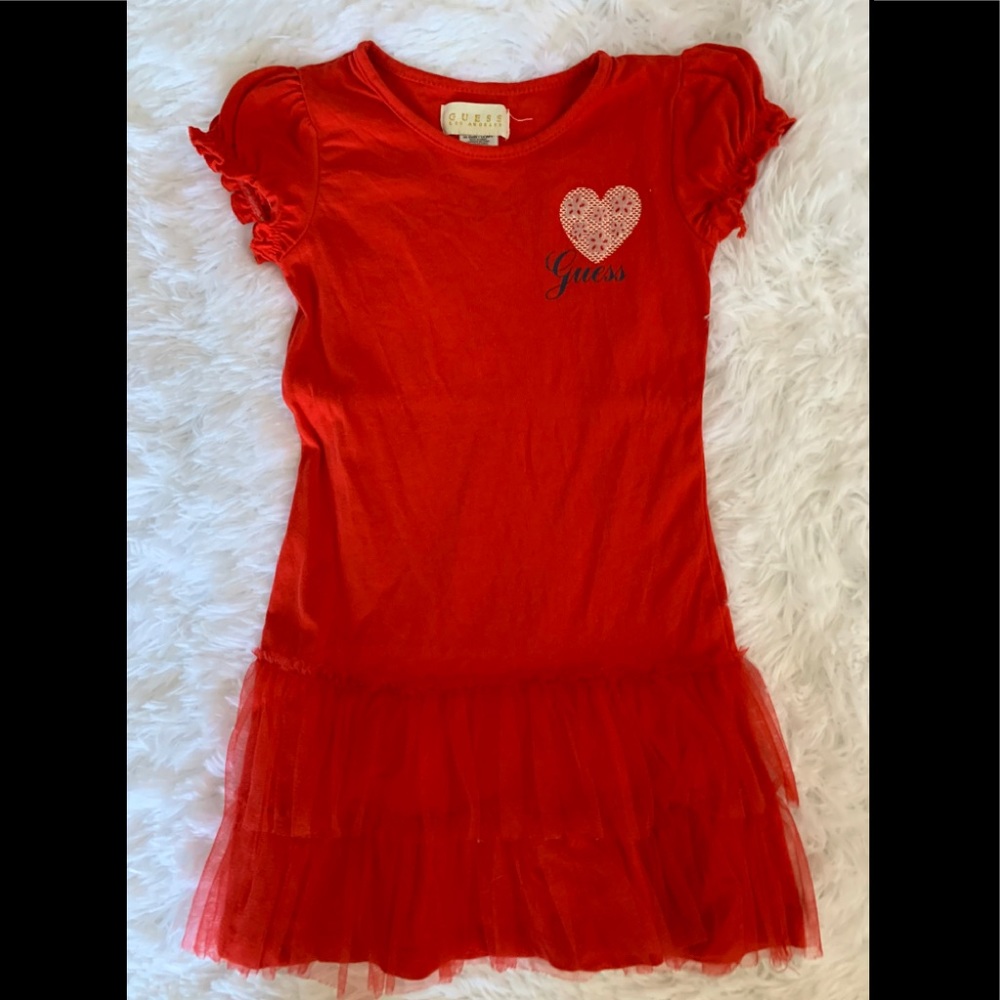 ❤️‍🔥Guess little girls heart and tulle tiered dress.❤️‍🔥